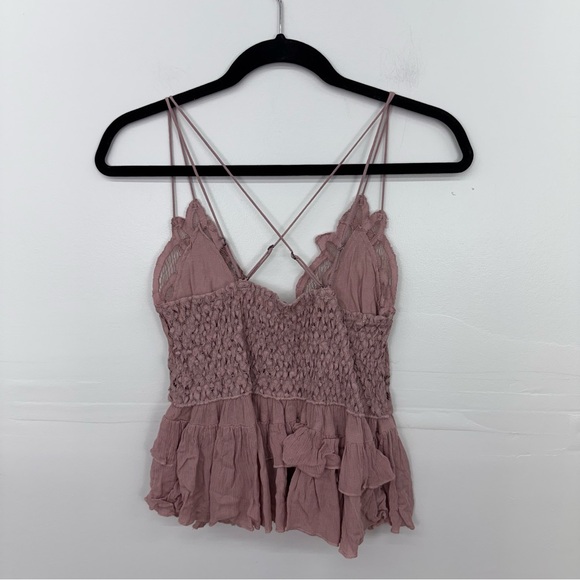 Free People Blush Lace Ruffle Top D16 - Picture 6 of 6